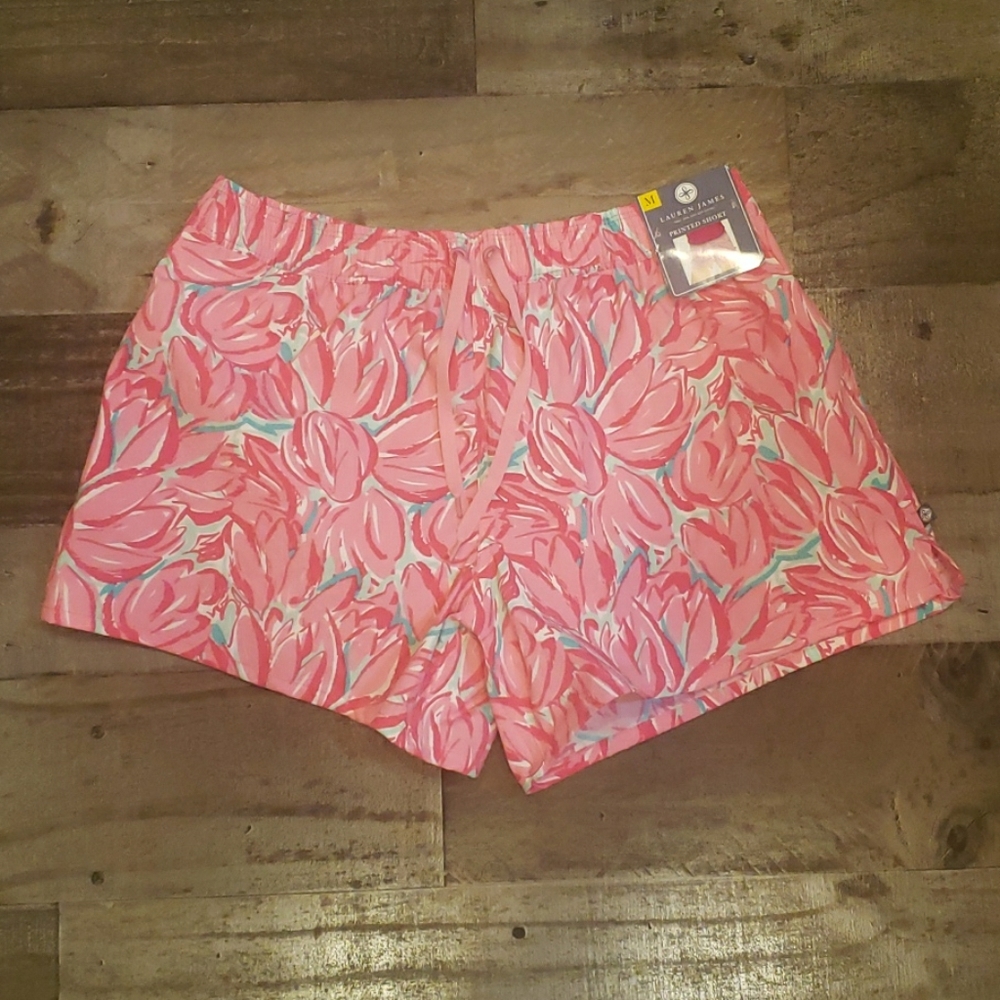 Lauren James Pink Printed Shorts new medium m